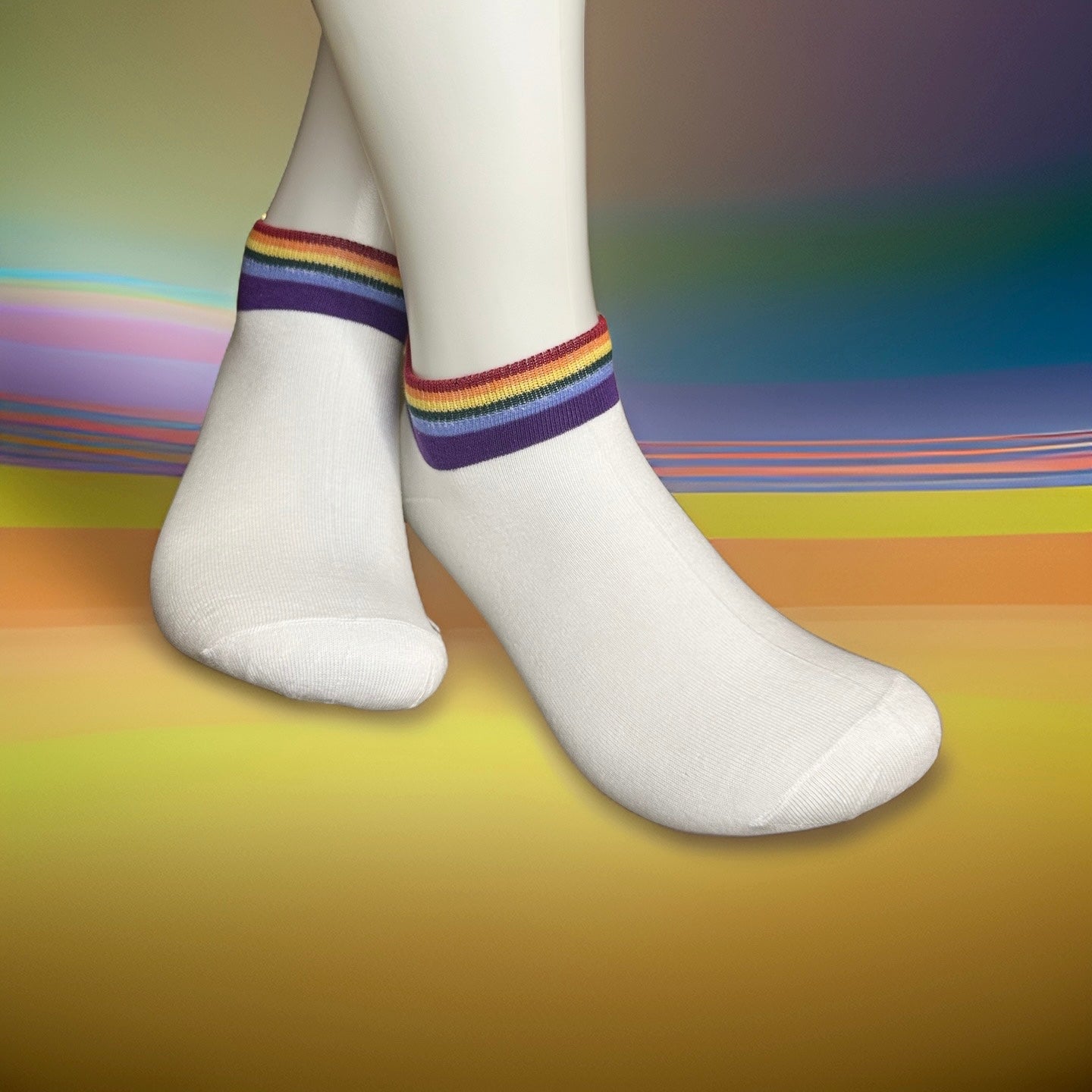 Rainbow Ribbed Ankle Socks