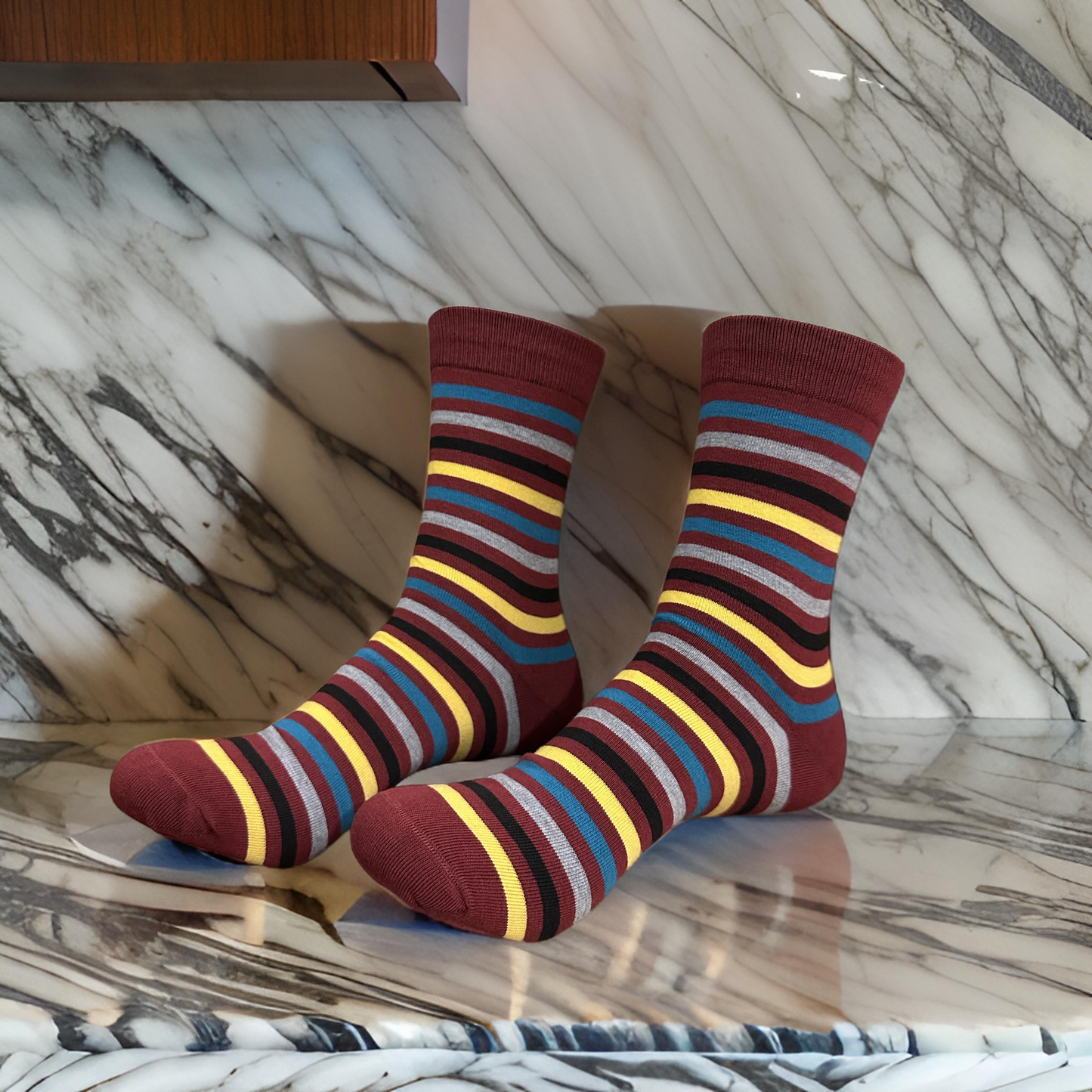 Maroon Mosaic Full Socks