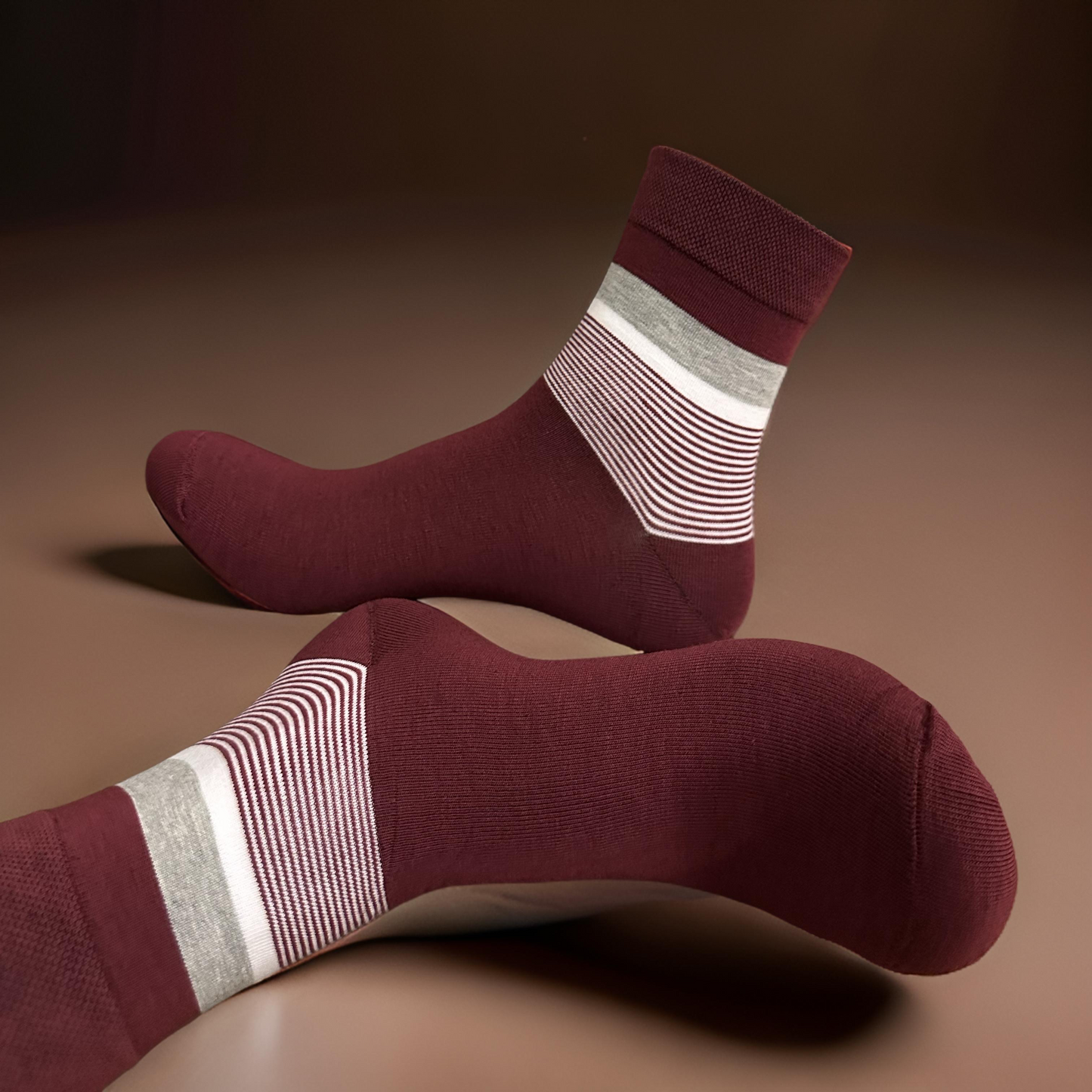 Maroon Lunar Lines Full Socks