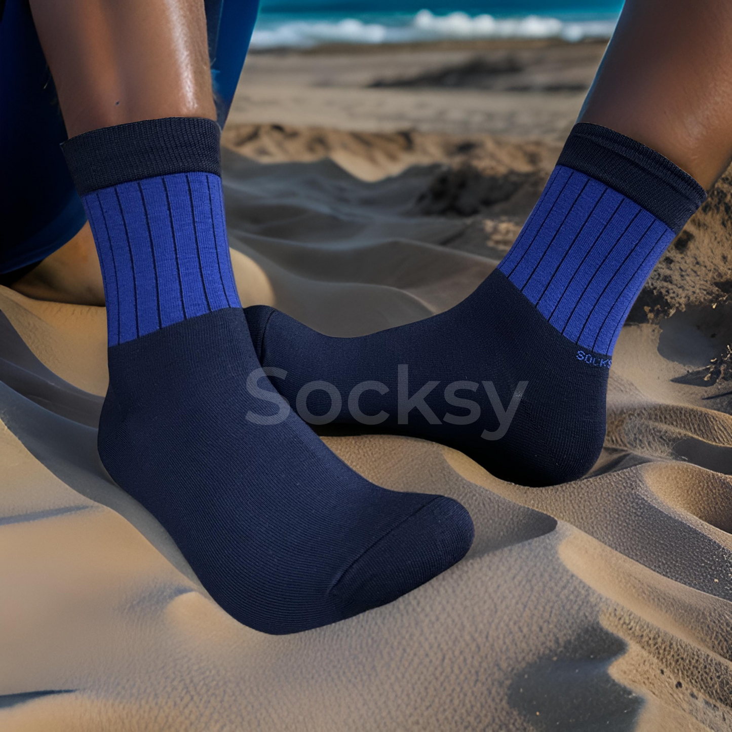 Navy & Electric Blue Full Socks