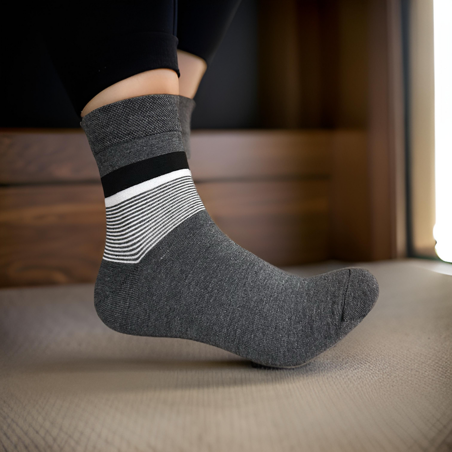 Grey Lunar Lines Full Socks