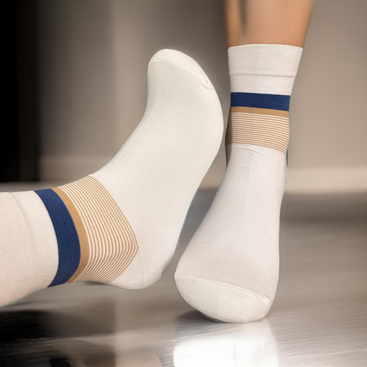 Beige Lunar Lines Full Socks