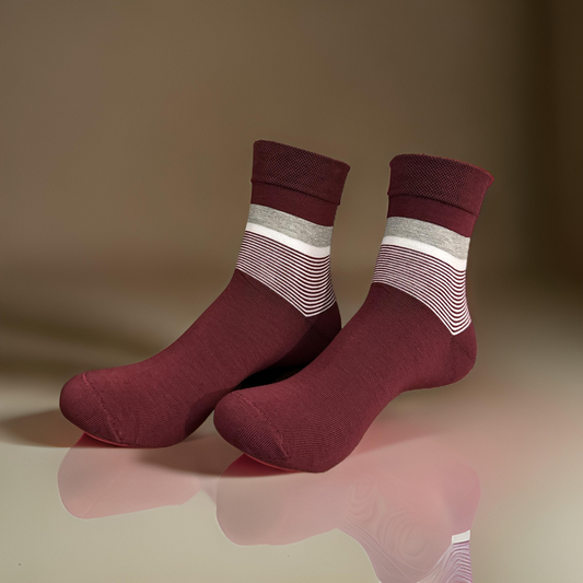 Maroon Lunar Lines Full Socks