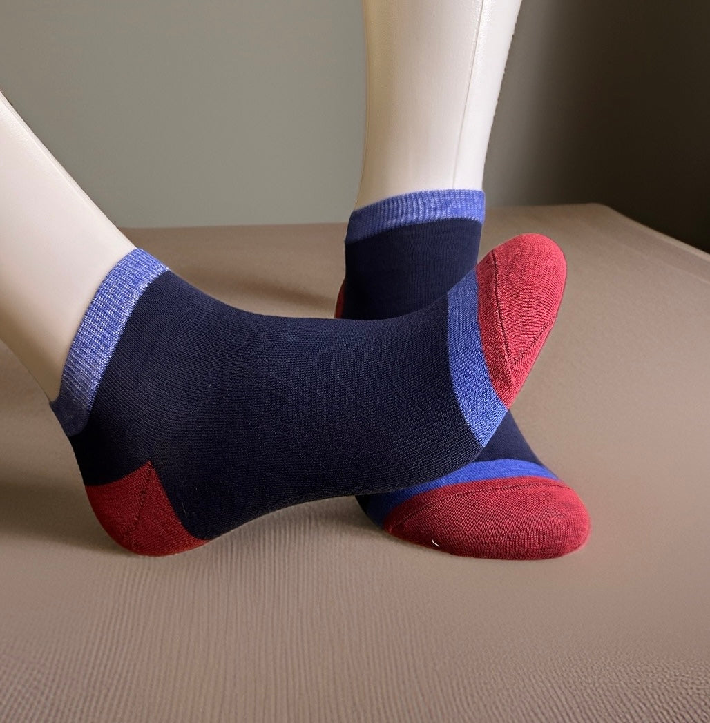 Scarlet Trim Blues Ankle Socks